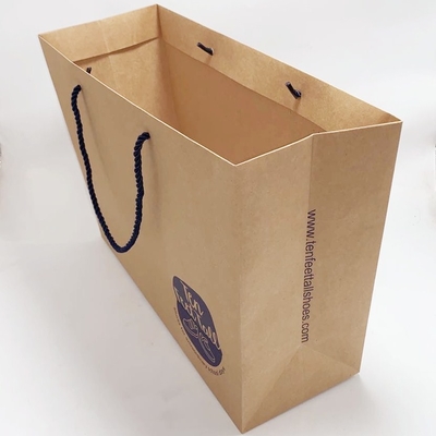 Recycled Kraft Paper Bags Custom Printed Paper Gift Bags With Nylon Rope