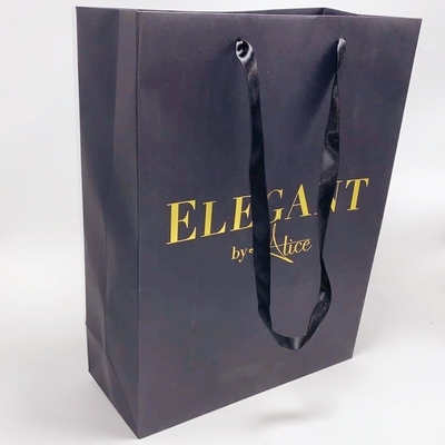 Clothing Custom Printed Paper Bags Personalised Kraft Bags With Ribbon Handle