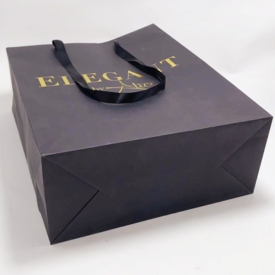 Clothing Custom Printed Paper Bags Personalised Kraft Bags With Ribbon Handle