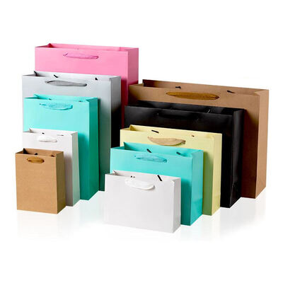Prezzo buono Sacchetto di carta Kraft stampato su misura progettato con vernice opaca lucida, spot UV, goffratura e stampa a lamina per applicazioni di imballaggio in linea