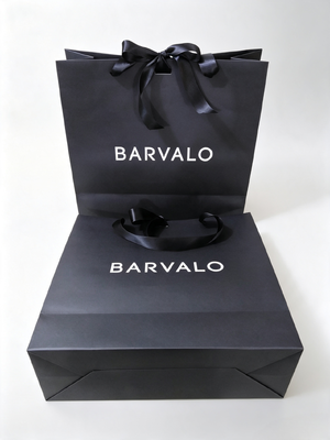 Prezzo buono Sacchetti Regalo Riciclati in Carta Nera Opaca con Fiocco in Raso per Cosmetici, Gioielli e Necessità di Confezionamento Regali di Lusso in linea