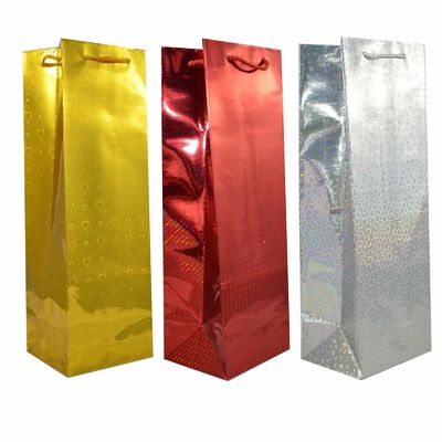 Prezzo buono Regali di Natale olografici di compleanno del sacco di carta dei contenitori di imballaggio del regalo di Champagne in linea
