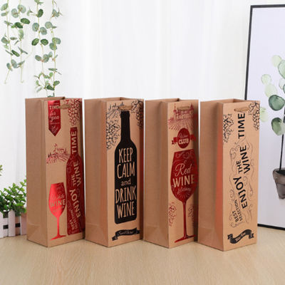 Prezzo buono Sacchi di carta stampati abitudine della borsa del regalo della bottiglia di vino per le nozze di compleanno in linea