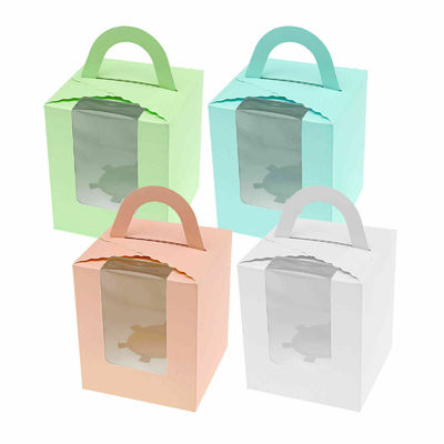 Prezzo buono Singoli contenitori di dessert del cartone del muffin del bigné con il chiaro contenitore di regalo della finestra in linea
