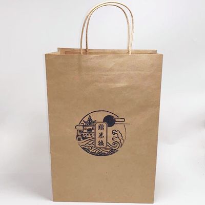 Prezzo buono Pieghevole porti i sacchi di carta stampati abitudine della borsa della carta kraft dell'alimento con le maniglie in linea