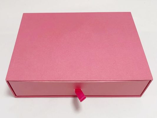 Prezzo buono Scatola di cartone dura su misura di contenitore di regalo della carta fatta a mano con colore rosa dei cassetti in linea
