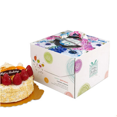 Prezzo buono Il bigné del cartone inscatola il contenitore di torta di compleanno con il materiale di Curragated della maniglia in linea